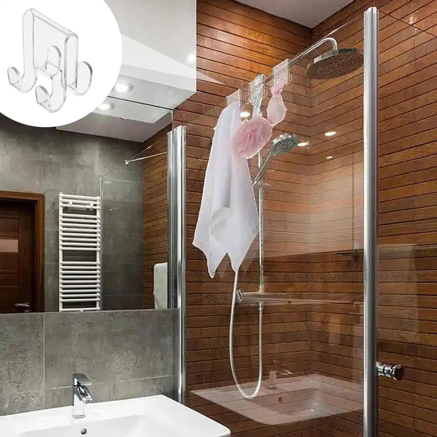 Acrylic Shower Door Towel Hooks – Clear Over Glass Hook