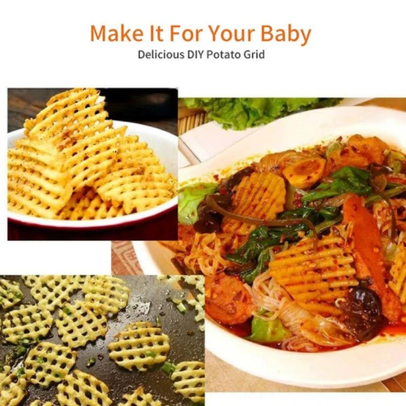 Practical Potato Grid Wiping Wave Knife Commercial Restaurant Home Fancy Slicer Cut Flower French Fries Potato Grid Cutting King Peaceful Pleasures Health and Wellness