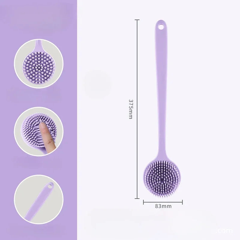 Long Handle Silicone Bath Brush – Dual-Sided Body Exfoliator Bath & Body Brush Peaceful Pleasures Health and Wellness Long handle-Purple Silica Gel