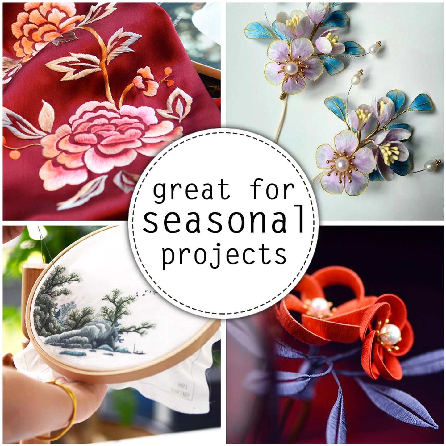 100% Silk Embroidery Thread Set – DIY Floral Hand Embroidery