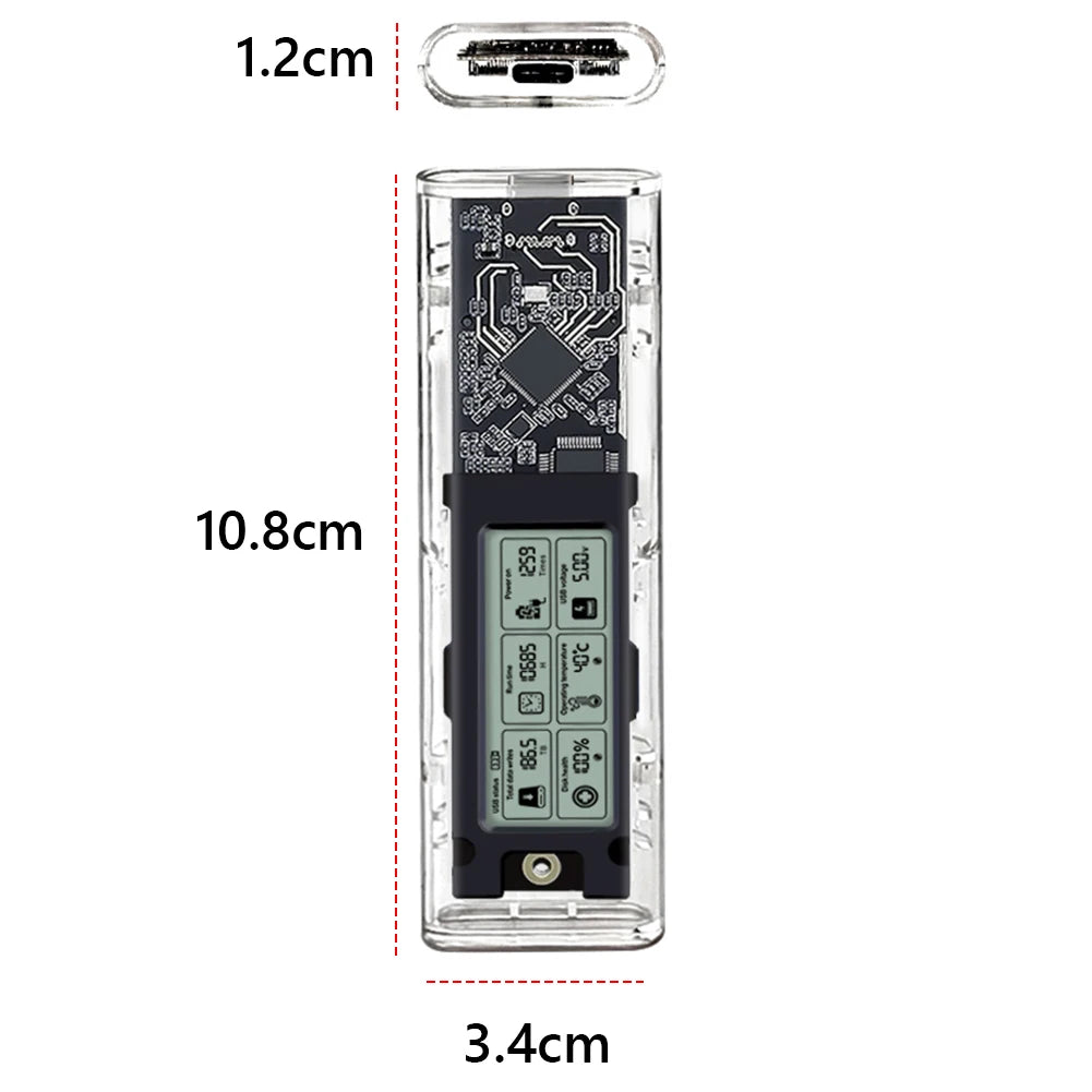 M.2NVME/NGFF Intelligent Digital Health Detection Multi-Purpose Typc3.2 Hard Drive Case Digital Display Drive Case SL-TN10-P-AC Peaceful Pleasures Health and Wellness