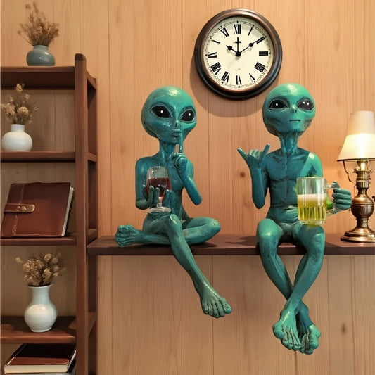 1Pcs Alien Red Wine Statue—A Space-Themed Decorative Masterpiece, Suitable for Desktop/Bookshelf/Wine Cabinet, a Must-Have for Science Fiction Fans | Alien Sculpture | Science Fiction Themed Ornaments | Creative Gift Peaceful Pleasures Health and Wellness