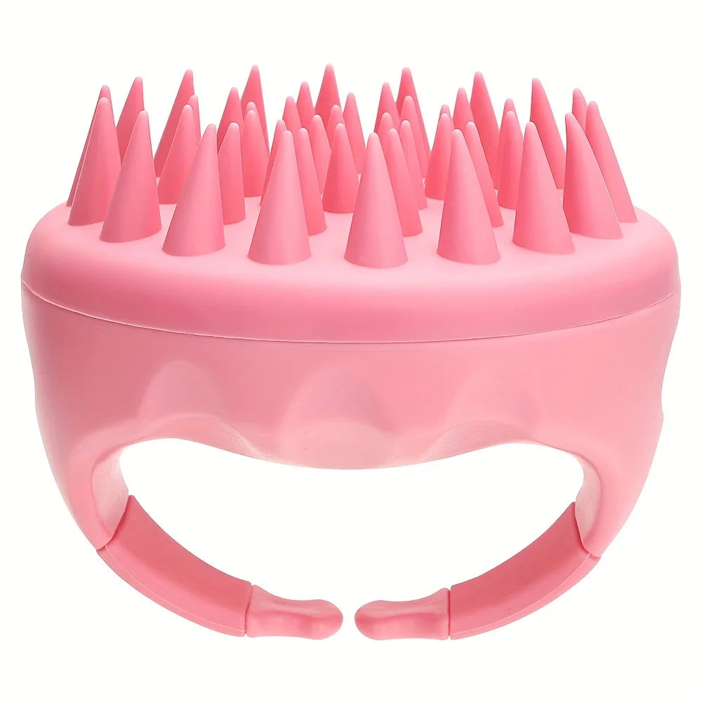 1 Gentle Silicone Scalp Massage Shampoo Brush - Anti-allergy Handheld Hair Shampoo Device，For removing dandruff，No Battery Requi Peaceful Pleasures Health and Wellness pink Silica GEL
