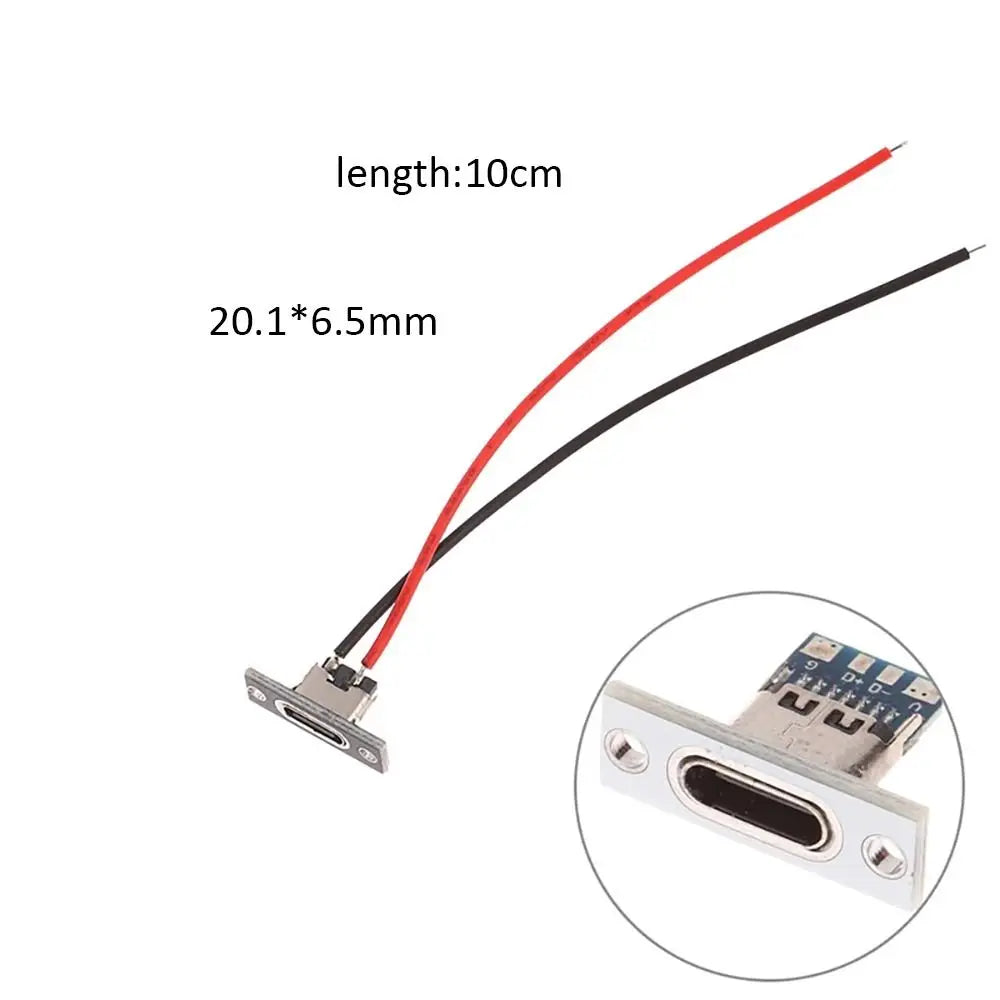 Waterproof USB Type-C Female Connector Jack 2-Pin Solder
