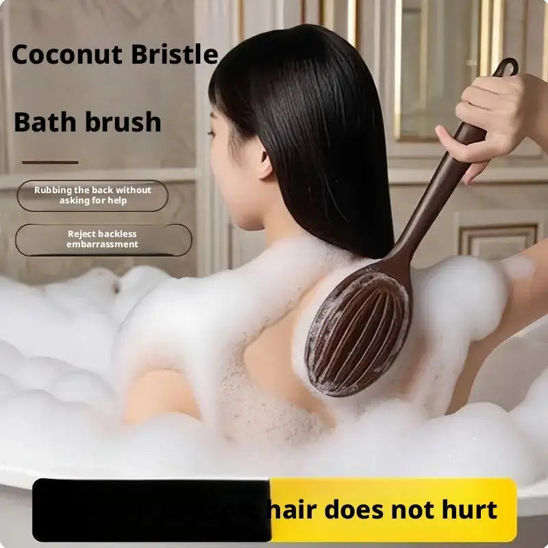 Long Handle Back Scrubber with Natural Coconut Bristles – Dry Brushing, Exfoliation & Circulation Body Brush Peaceful Pleasures Health and Wellness