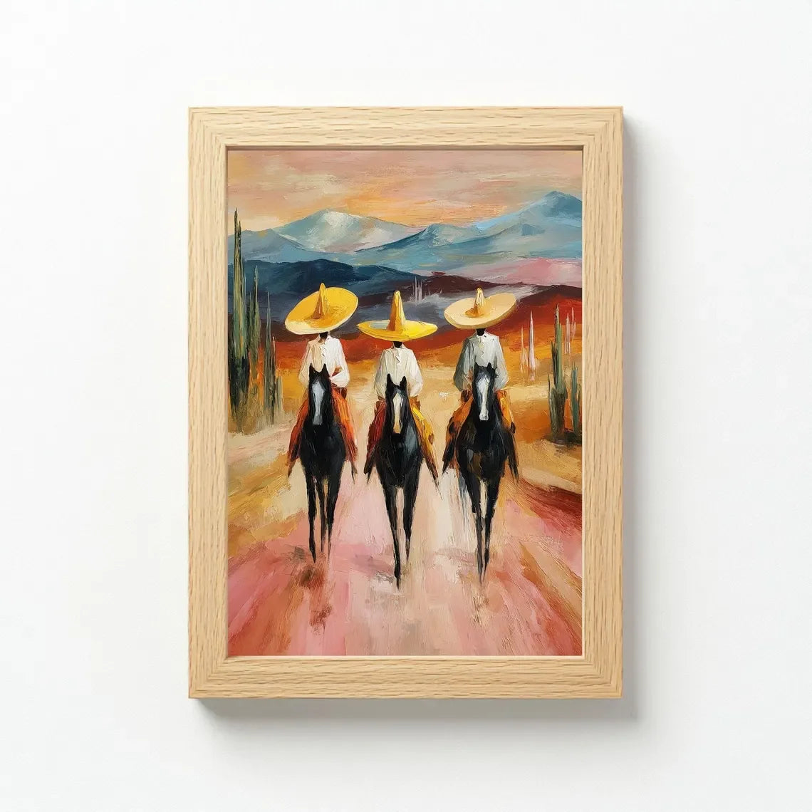 Southwestern cowboys Print, colorful abstract western horse painting, modern country cowboy poster, eclectic printable wall art Peaceful Pleasures Health and Wellness WS9025-4 50x70cm Unframed