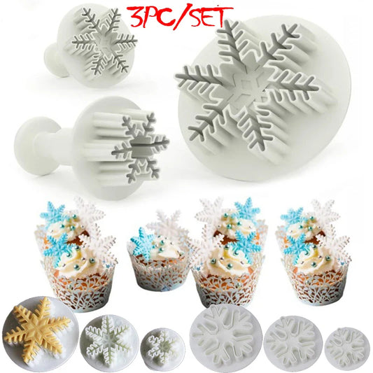 3-Piece Snowflake Plunger Cutter Set – Fondant & Cookie Mold Fondant Plunger Cutter Oasis Select