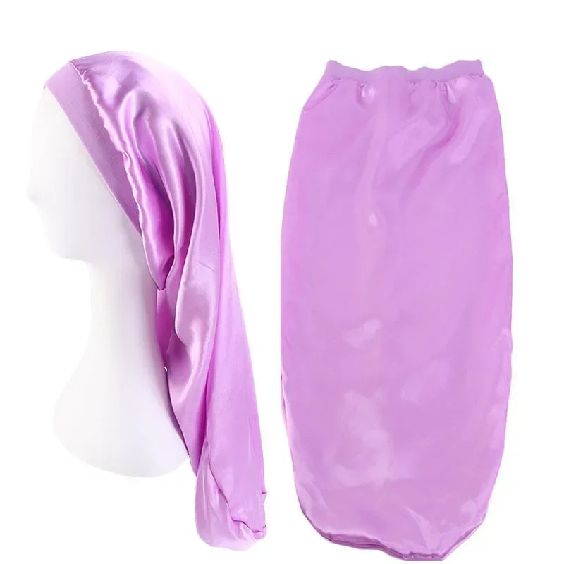Satin Sleep Cap | Wide Elastic Bonnet for Long Hair Care Satin Sleep Bonnet Peaceful Pleasures Health and Wellness purple