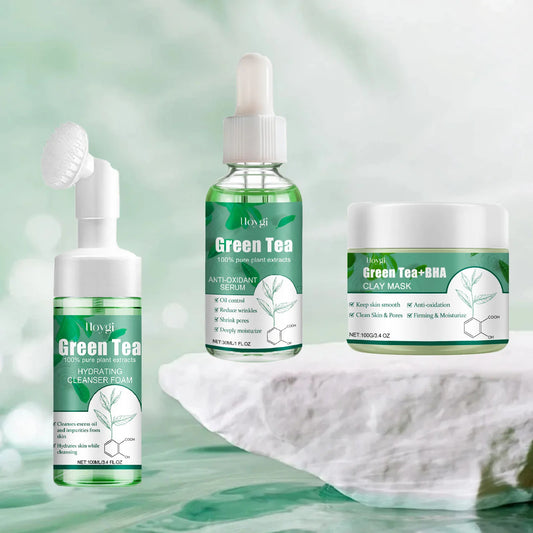 Green Tea Mask Pore Shrinking Oil Control Blackhead Removal Hyaluronic Acid Nourishing Moisturizing Face Wash Foam Face Cleanser Peaceful Pleasures Health and Wellness