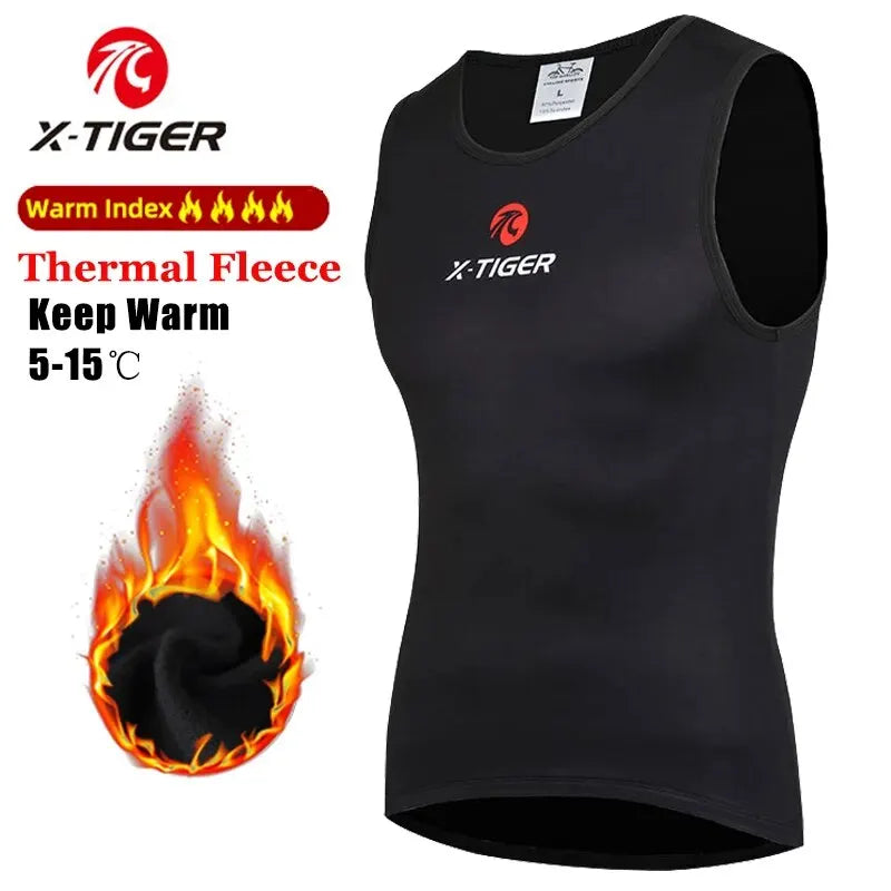 X-TIGER Men's Winter Fleece Cycling Vest – Thermal Base Layer