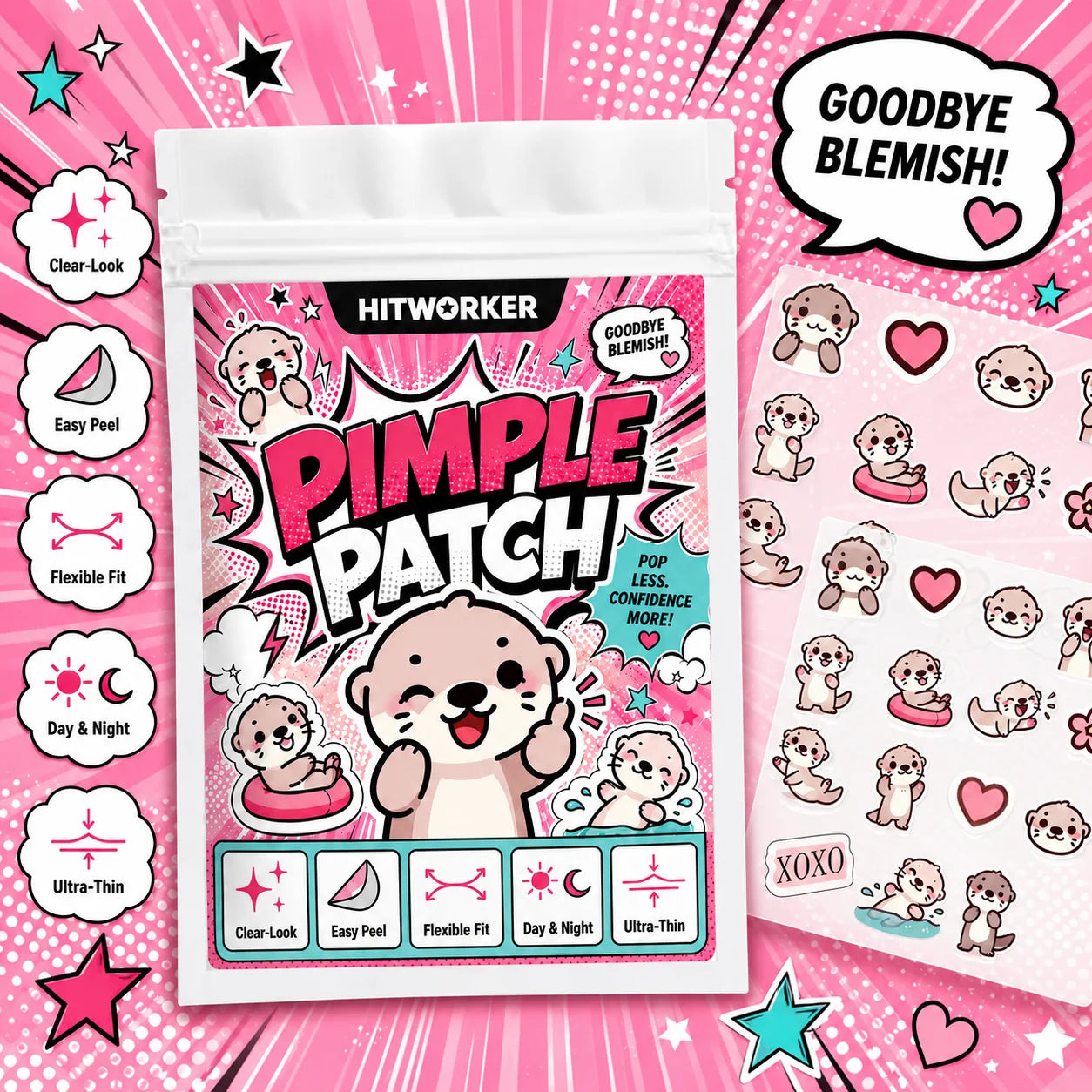 Cute Otter Hydrocolloid Spot Cover Patches – 32/112pcs