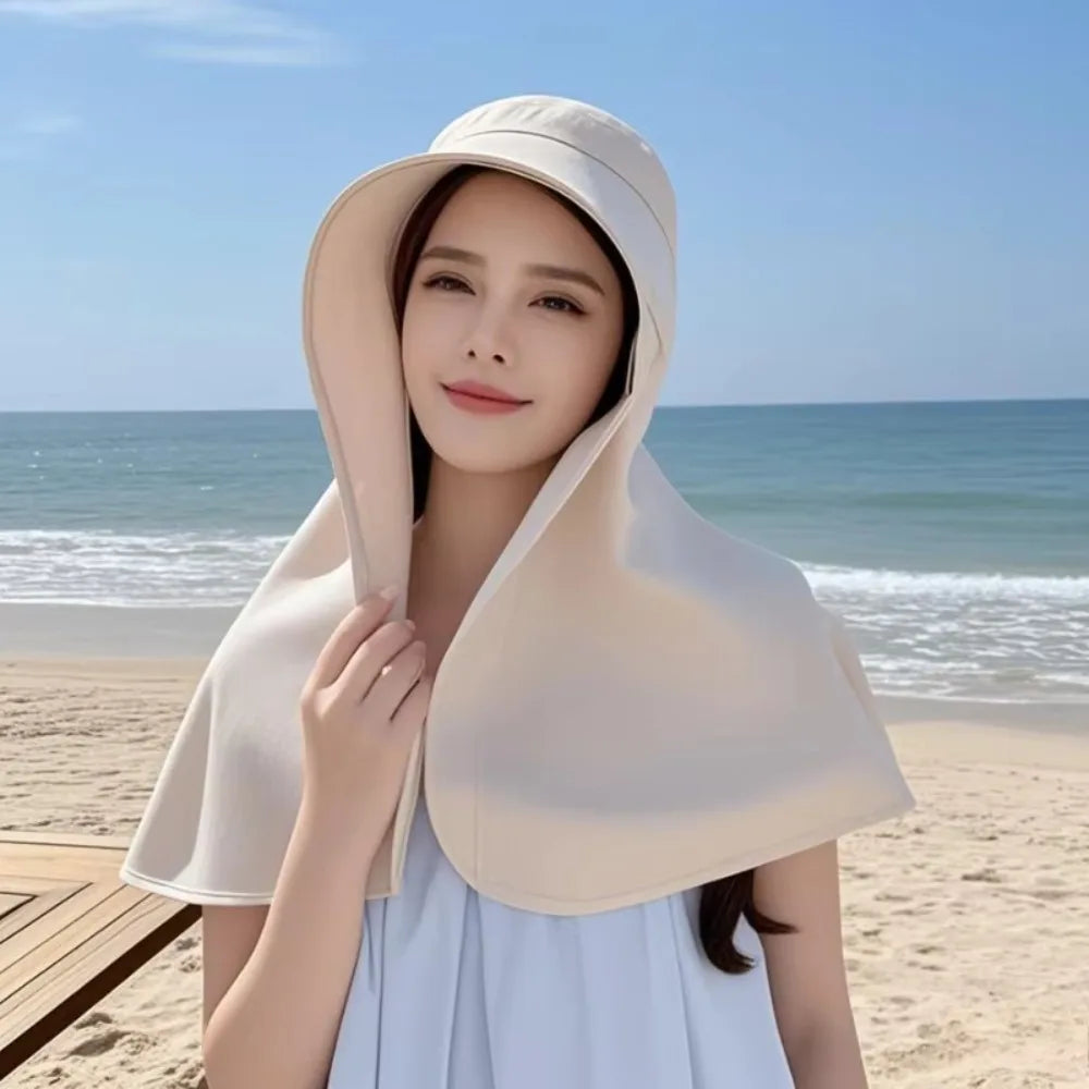 Summer Women's Sun Protection with Neck Cover Sunshade Protection Hat Large Brim Face Covering Hat Face Mask Neck Protection Hat Peaceful Pleasures Health and Wellness