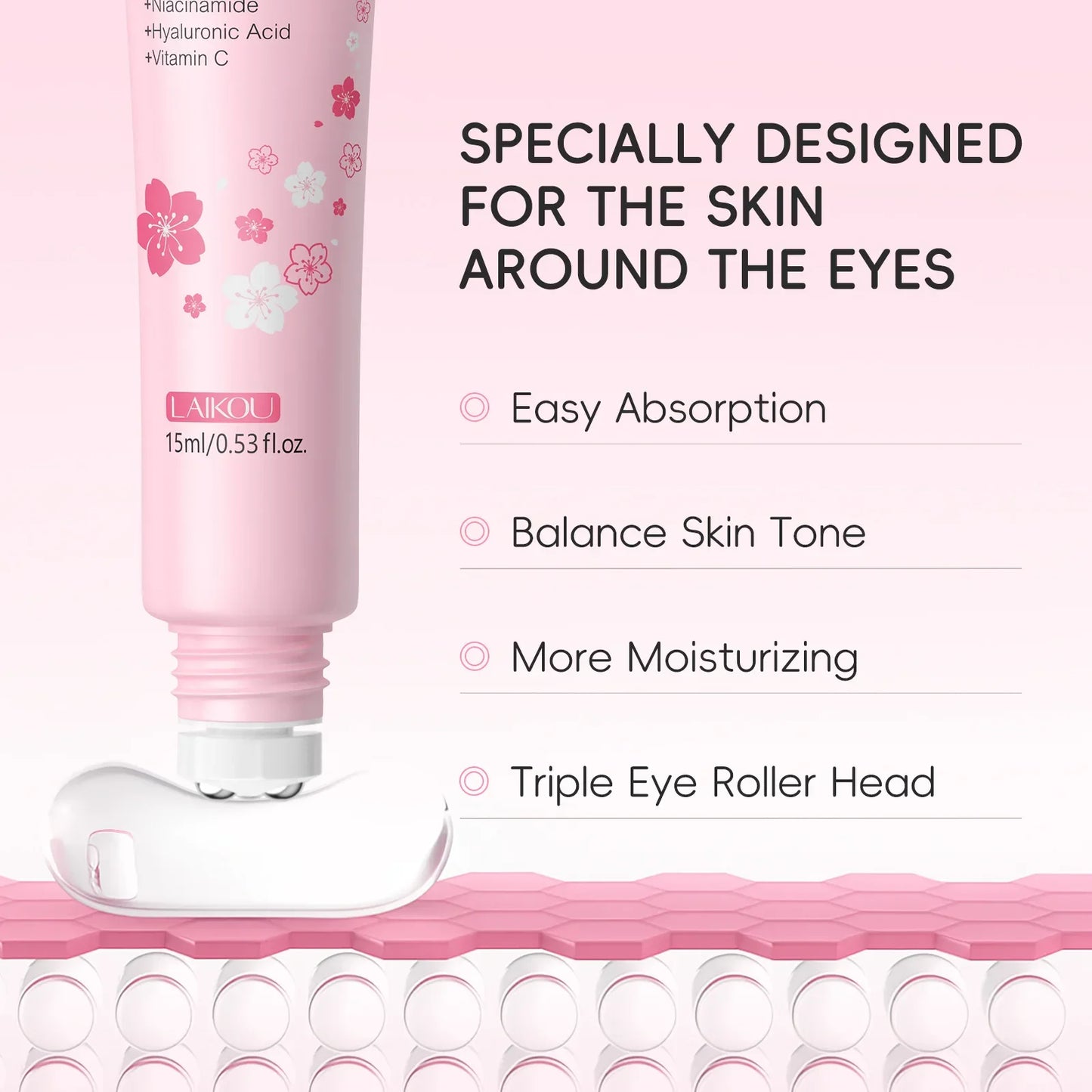 LAIKOU Sakura Roller Eye Serum – Reduce Dark Circles 15ml