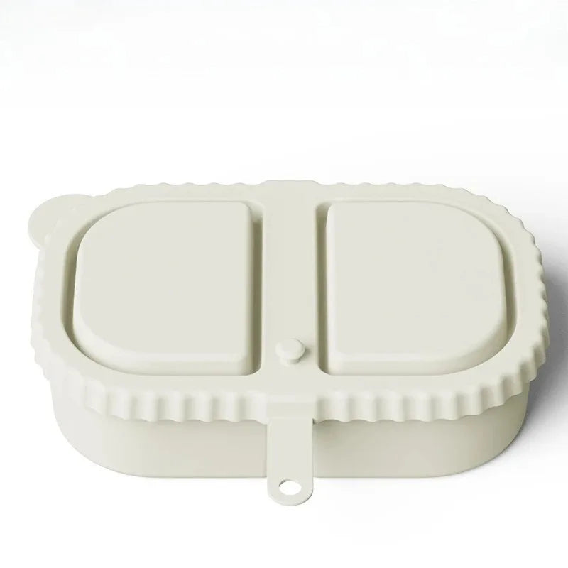 Silicone Double Compartment Seasoning Box, Sauce Snack Container, Portable Packaging with Lid, Foldable Storage Box Peaceful Pleasures Health and Wellness