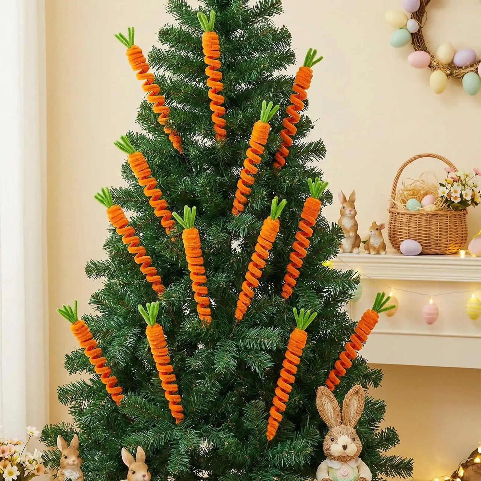 12-Pack Easter Carrot Tree Picks 16" Bendable Spring Ornaments Easter Tree Ornaments Peaceful Pleasures Health and Wellness