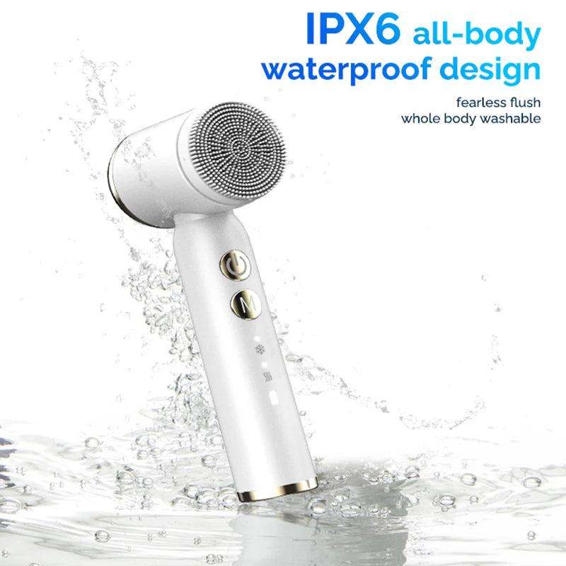 LCD Screen Powered Facial Cleansing Brush Electric Wash Exfoliating Spin Cleanser Cleaning Scrub Pore Cleaner with 6 Heads Peaceful Pleasures Health and Wellness