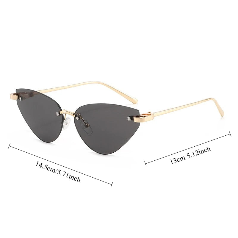 Retro Rimless Oval Cat Eye Sunglasses UV400 | Unisex Punk Shades