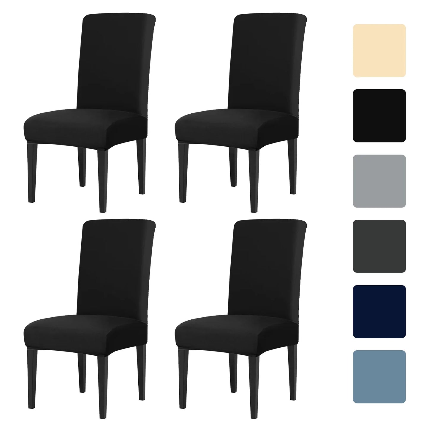 4-Pack Stretch Dining Chair Covers – Elastic Slipcovers Set