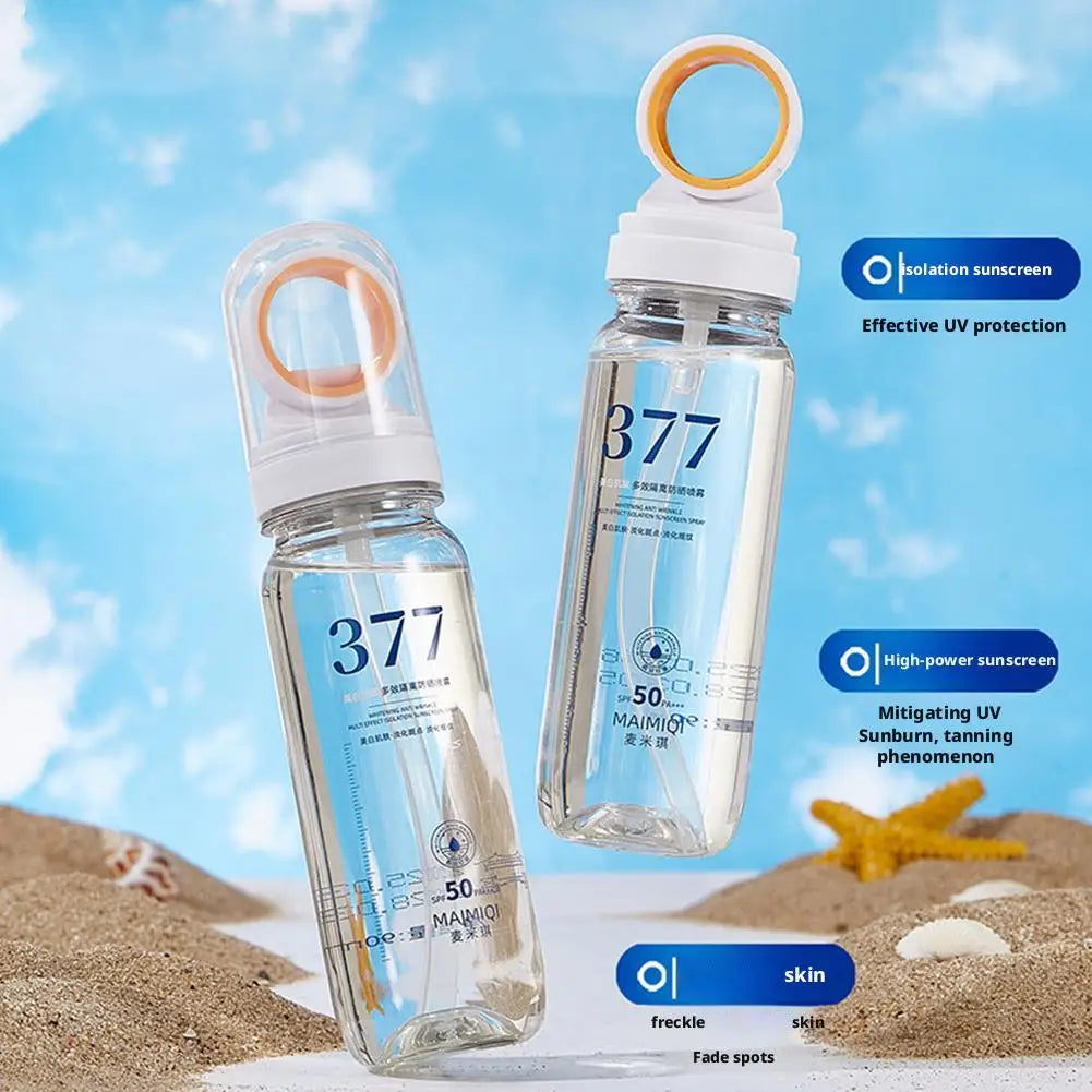 Portable Sunscreen Spray Moisturizing Hydrating Brighting Oil-control Non-greasy Sunblock Mist Facial Body Neck Skin Care Cream Peaceful Pleasures Health and Wellness