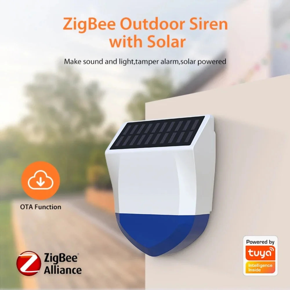 Tuya Smart Zigbee/Wifi Siren Alarm Waterproof Outdoor With Solar And USB Power Supply Optional 95dB Remote Control Peaceful Pleasures Health and Wellness