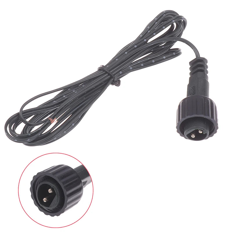 For Solar Panel Extension Cable 2Pin LED Connector Male 2M Black 2Pin Plug Connector Wire Waterproof Extension Cable Peaceful Pleasures Health and Wellness