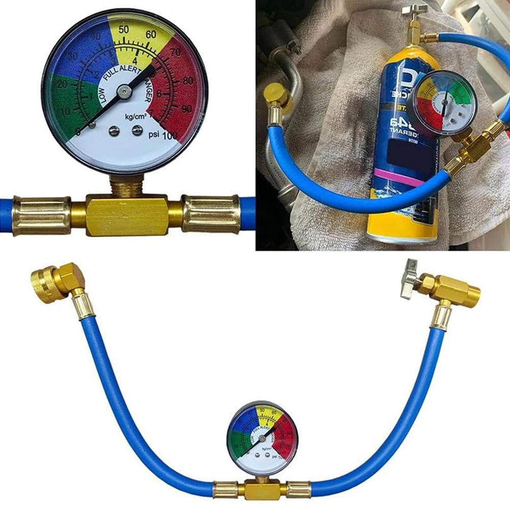 R134A AC-Refrigerant Charge Hose Kit,With Gauge Repair Tool,Universal Accurate-Pressure Monitoring DIY Garage Hvac Maintenance Peaceful Pleasures Health and Wellness
