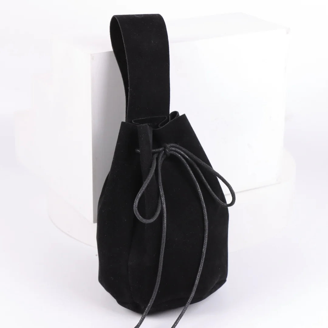 Medieval Steampunk Leather Drawstring Coin Bag Nordic Viking Pirate