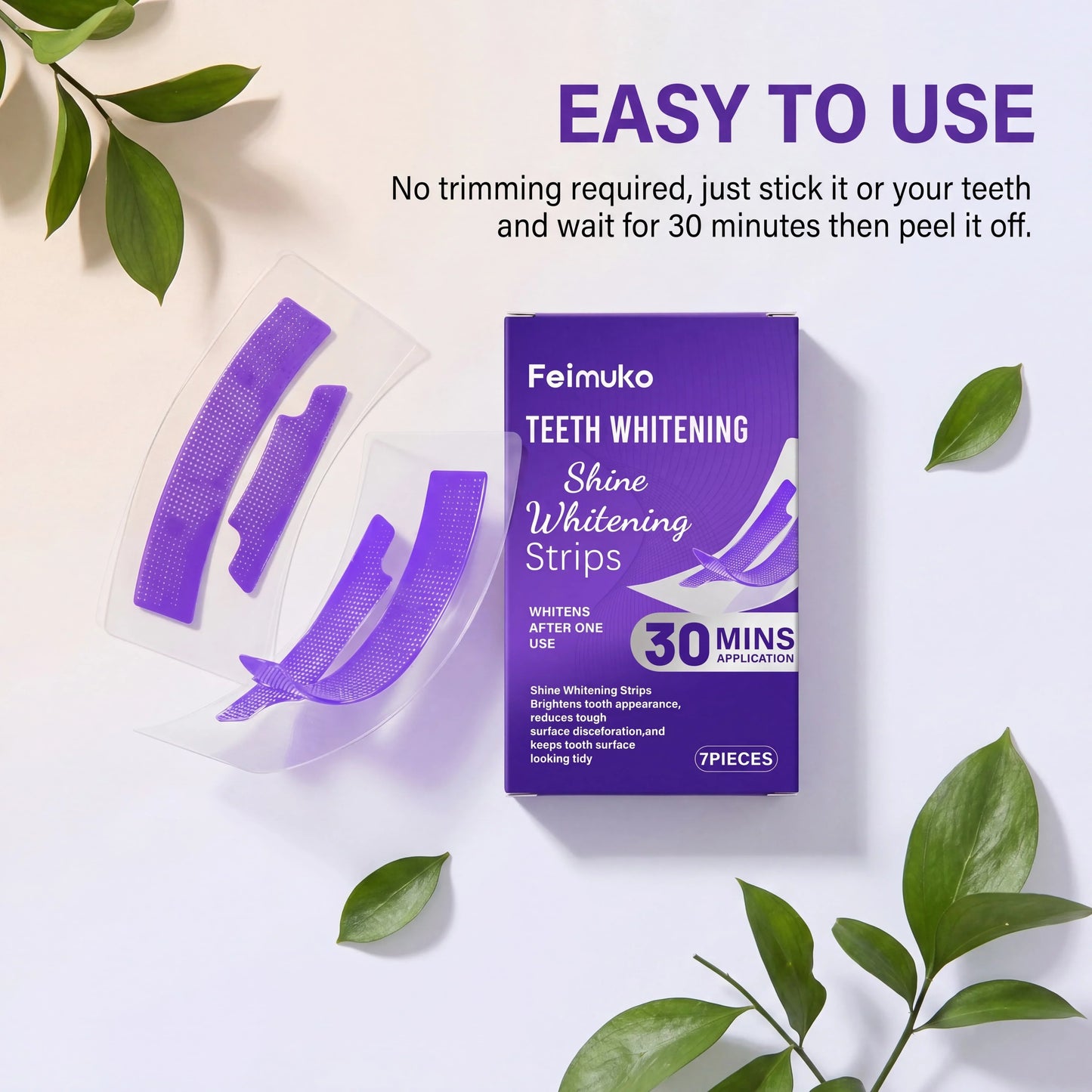 Purple Teeth Whitening Strips – 30-Min Brightening Oral Care