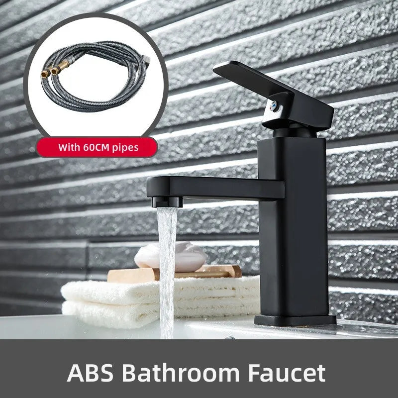 Black Square Basin Faucet – Hot & Cold Mixer Tap
