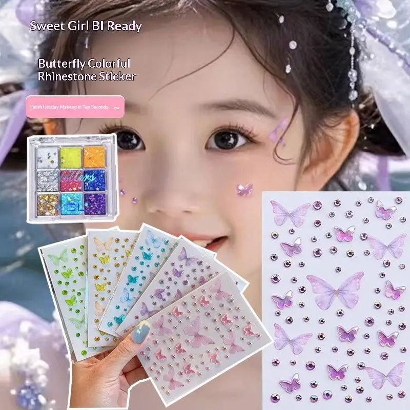 Glitter Face Stickers & Eyeshadow Palette – Kids Stage Makeup
