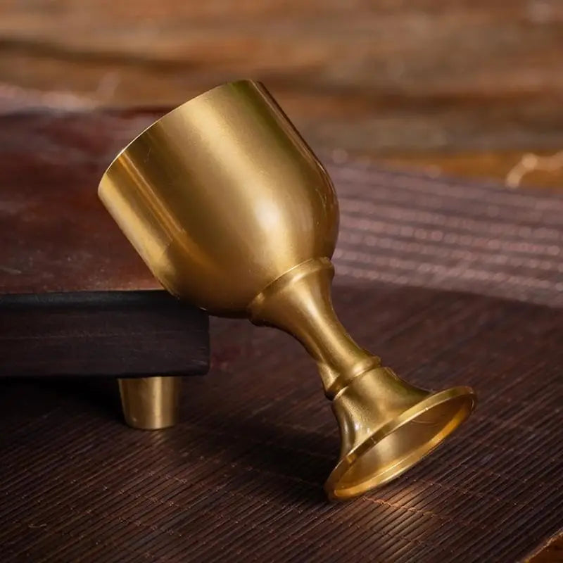Household Mini Shot Glass Gold Brass Wine Glass Restaurant Goblet Tabletop Red Wine White Wine Trumpet Copper Craft Anti-rust Peaceful Pleasures Health and Wellness