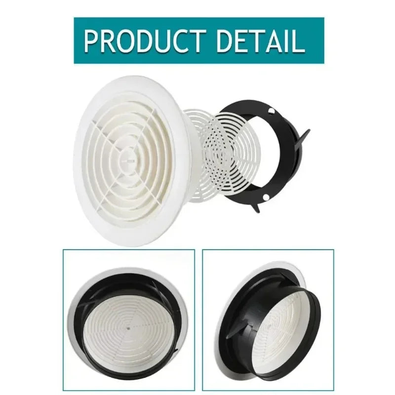 Round Adjustable Air Vent Grille Cover 75mm–150mm | ABS