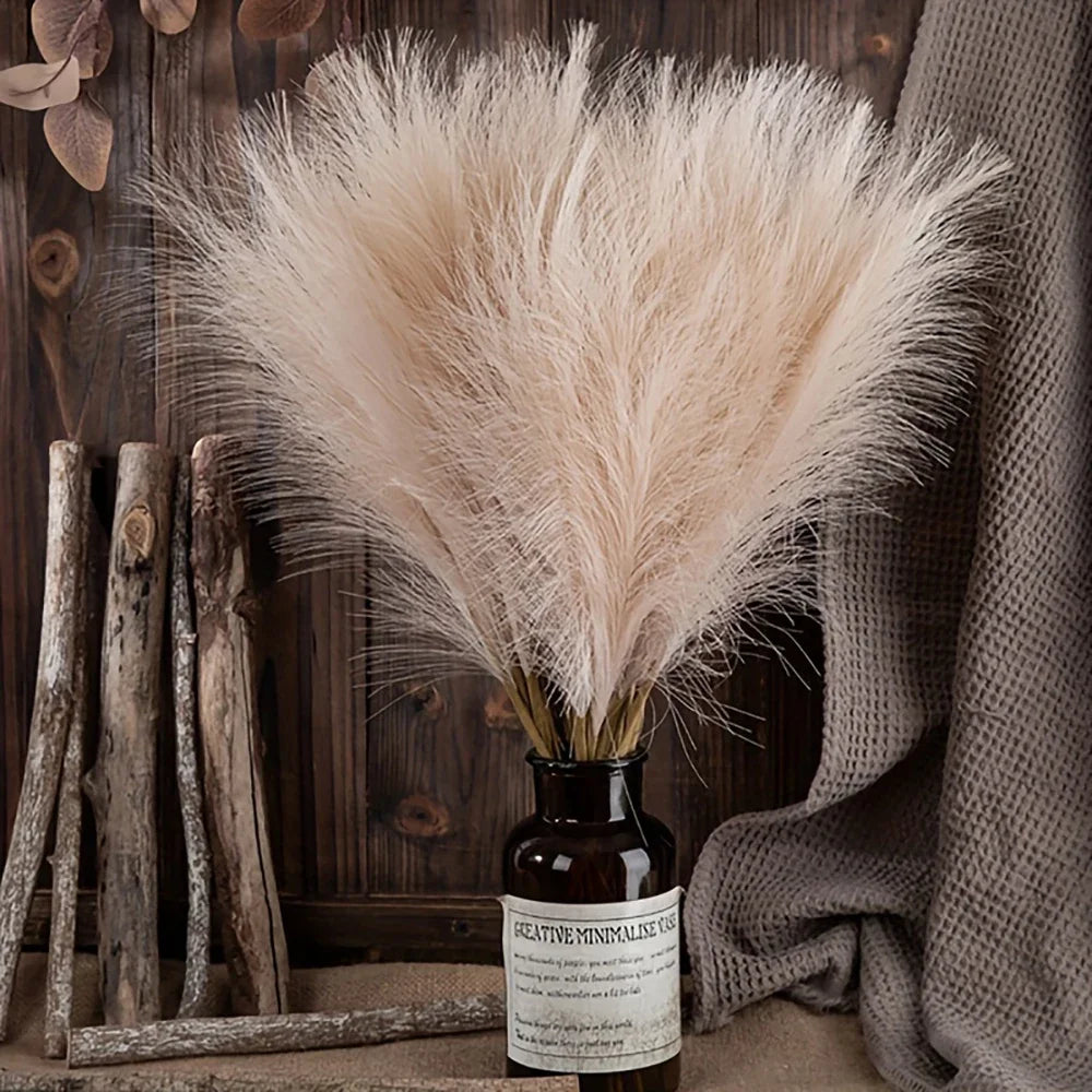 10-Pack Faux Pampas Grass Stems | Boho Farmhouse Vase Décor