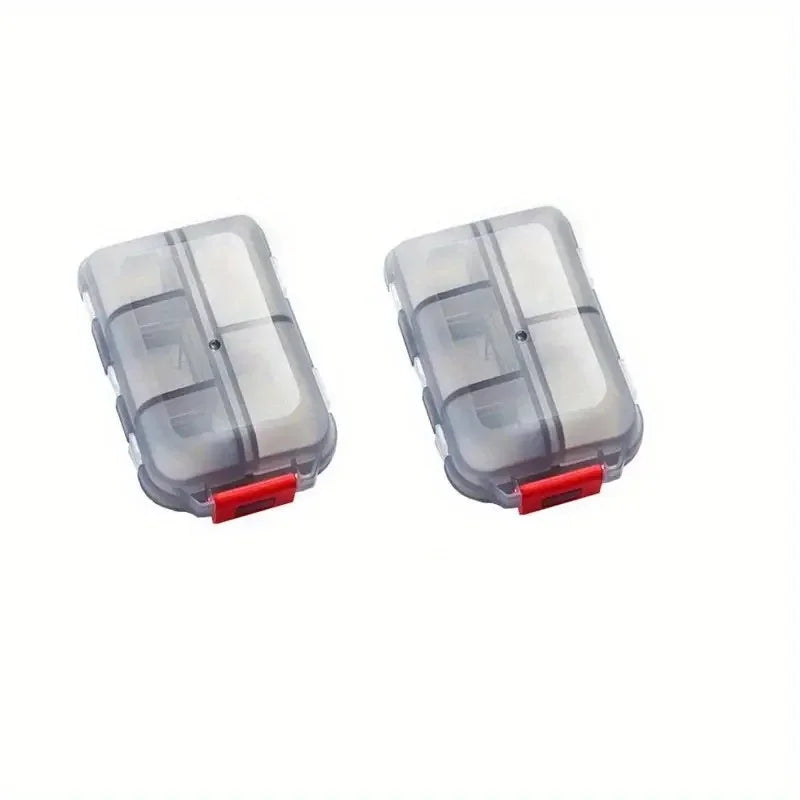 Double-layer small pill box Portable pill box Transparent 10-cell sealed medicine storage box camping equipment survival kit Peaceful Pleasures Health and Wellness