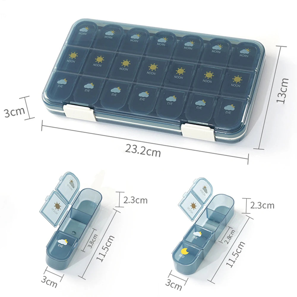 21/28Grid Pill Box Large Capacity Pill Box Pill Medicine Storage Pill Box Weekly Vitamin Organizer Pastillero Moisture Resistant Peaceful Pleasures Health and Wellness