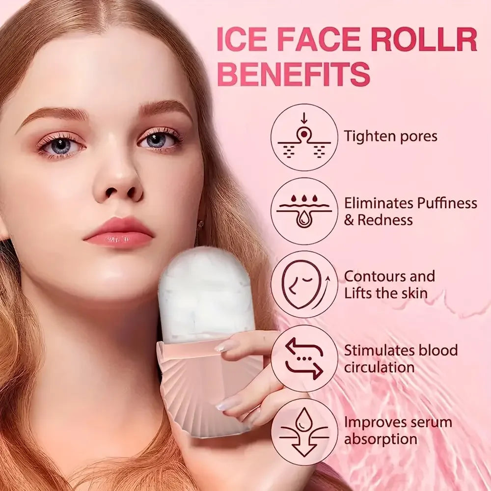 1/2/3pcs Ice Face Roller Facial Ice Roller Set,Facial Massage Roller Tool,Silicone Ice Face Roller,Gua Sha Board Skincare Tool Peaceful Pleasures Health and Wellness