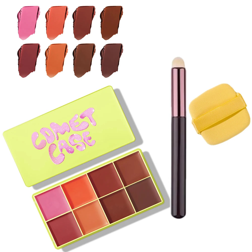 Multi Cream Eyebrow Blush Highlighter Palette Long Wearing Eyeshadow Palette Matte Shimmer Finish With Free Brush & Powder Puff Peaceful Pleasures Health and Wellness 4Blush
