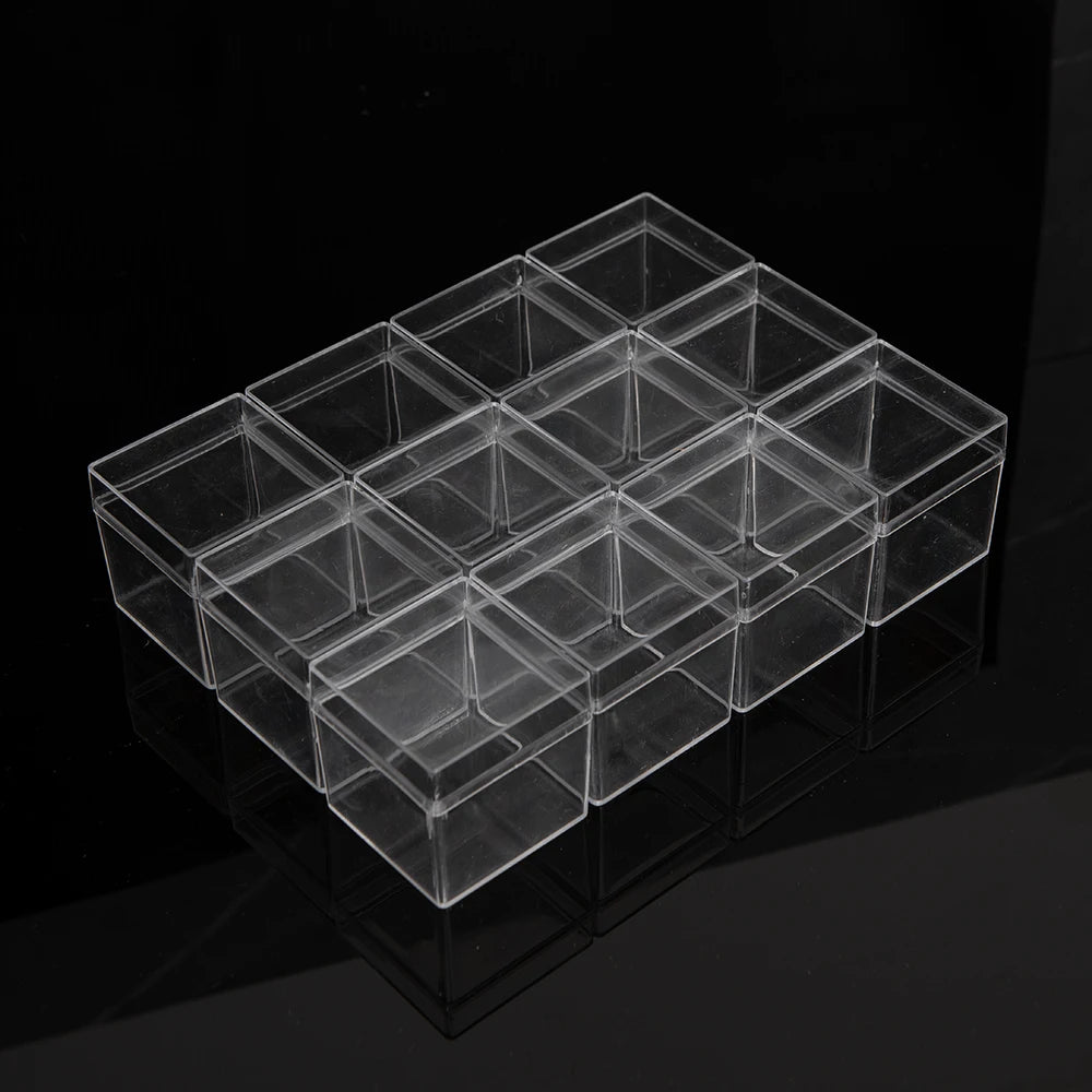 36PCS Food Grade Transparent PS Plastic Square Packaging Boxes with Open Top And Bottom Covers Candy Storage Accessory Nail Slic Peaceful Pleasures Health and Wellness