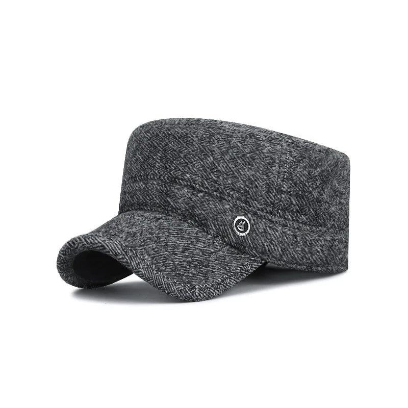 1pc Men's Winter Flat Cap with Hidden Ear Flaps, Thickened Thermal Baseball Cap, Fashionable Outdoor Sun Hat for Autumn & Winter Peaceful Pleasures Health and Wellness grey