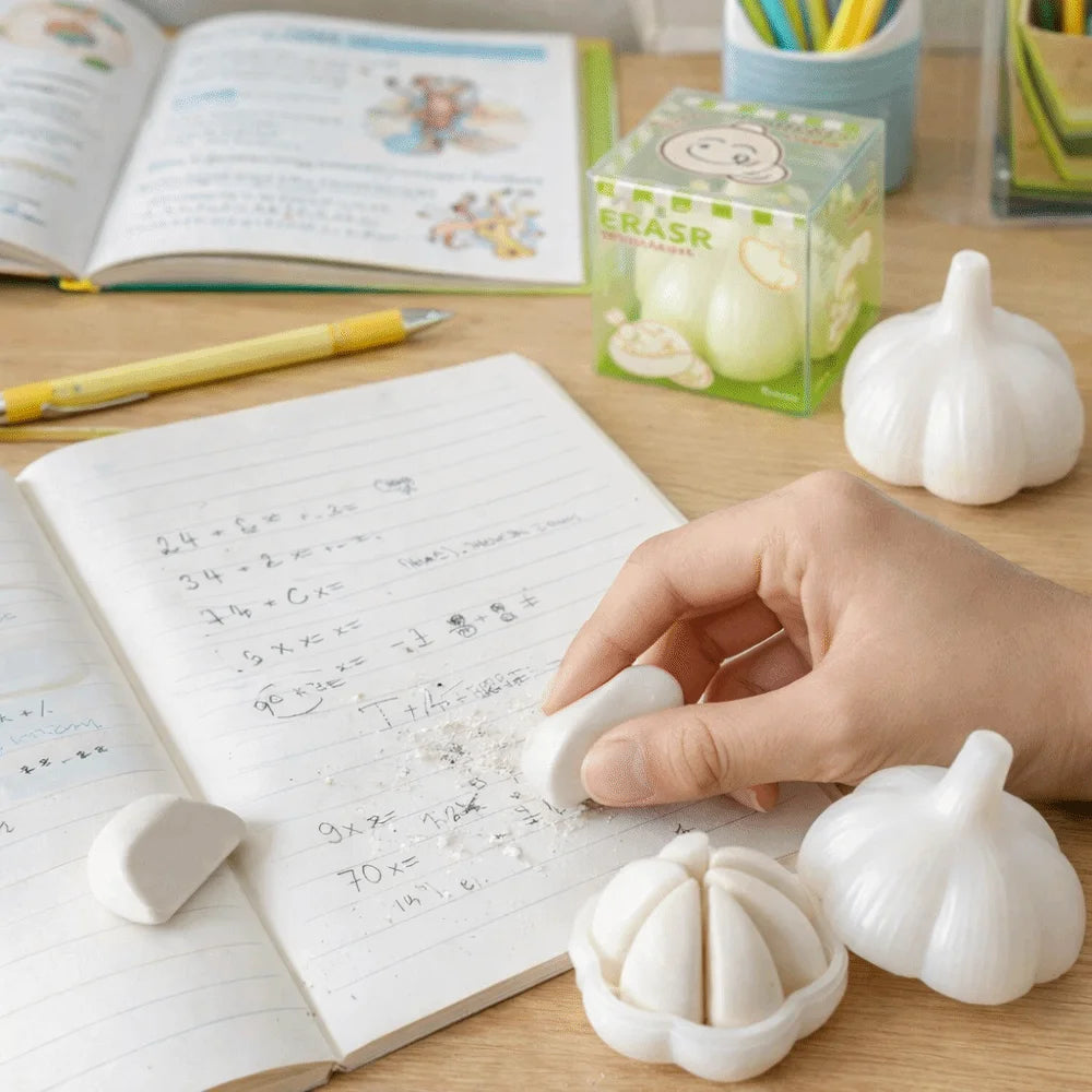 Garlic Shaped Novelty Rubber Eraser – Funny Cute Stationery