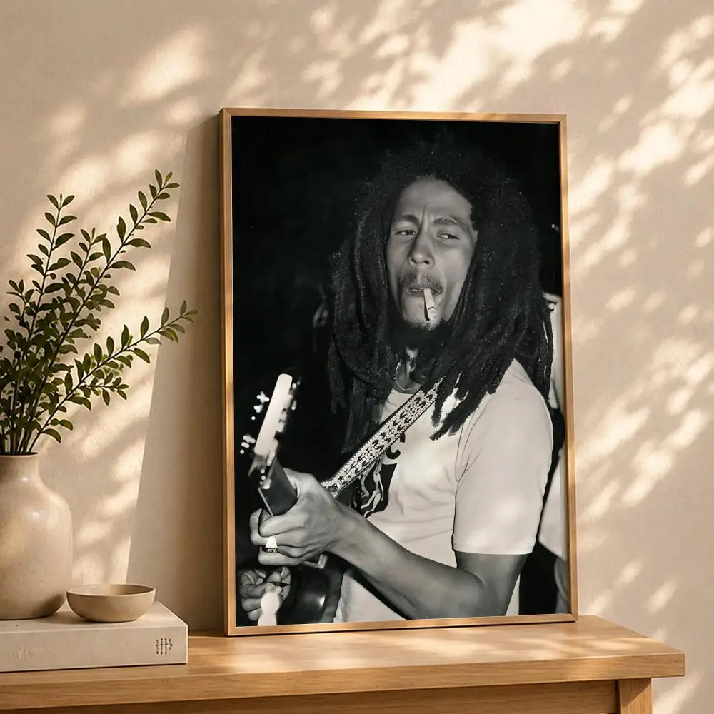 Bob Marley HD Self-Adhesive Waterproof Wall Poster | Home & Dorm Wall Art Poster Peaceful Pleasures Health and Wellness White11 30X40cmNoframe