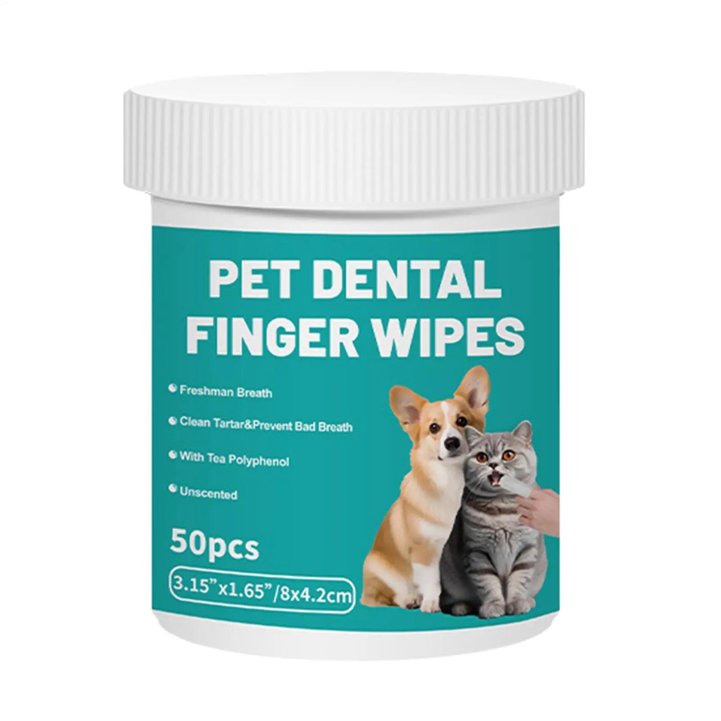Pet Dog & Cat Teeth Finger Wipes – 50-Piece Dental Cleaner