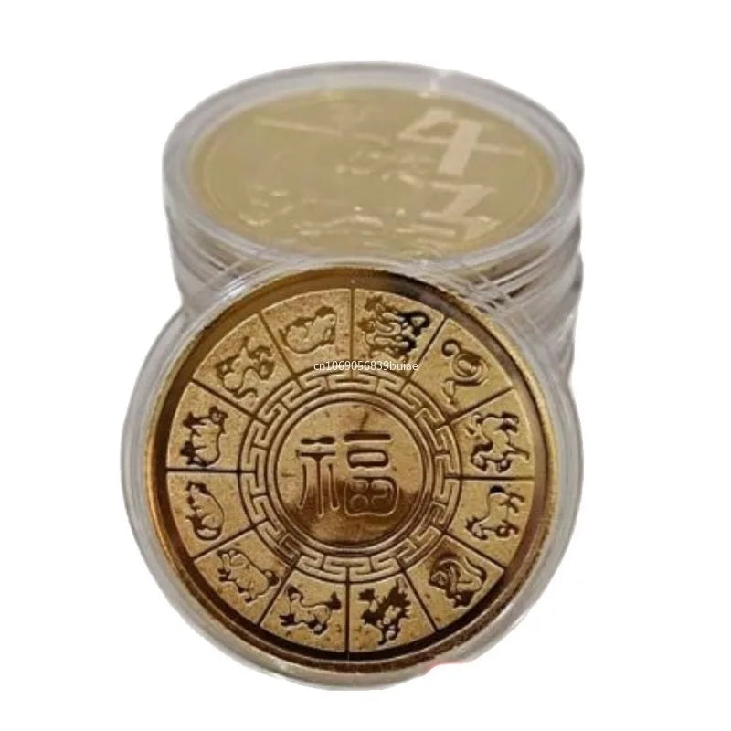 12 Chinese Zodiac Gold Collectible Coins – Feng Shui Lucky Set