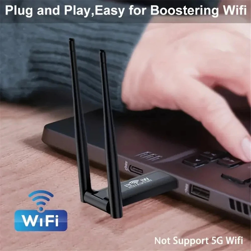 USB WiFi Extender 300Mbps 2.4GHz Dual Antenna Signal Booster