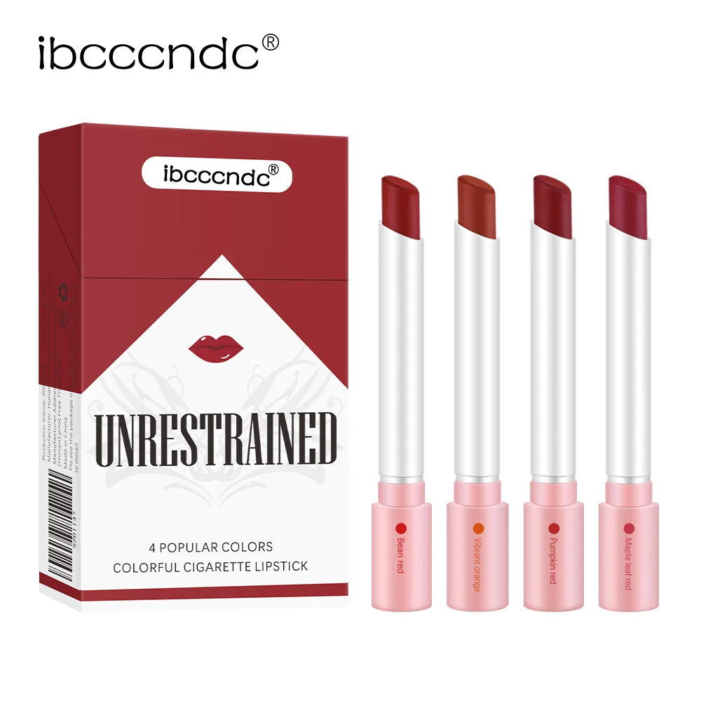 Lakerain 4 Colors Cigarette Lipsticks Velvet Matte Waterproof Long-lasting Lip Non-Stick Cup Cigarette Lipstick Makeup For Women Peaceful Pleasures Health and Wellness SET