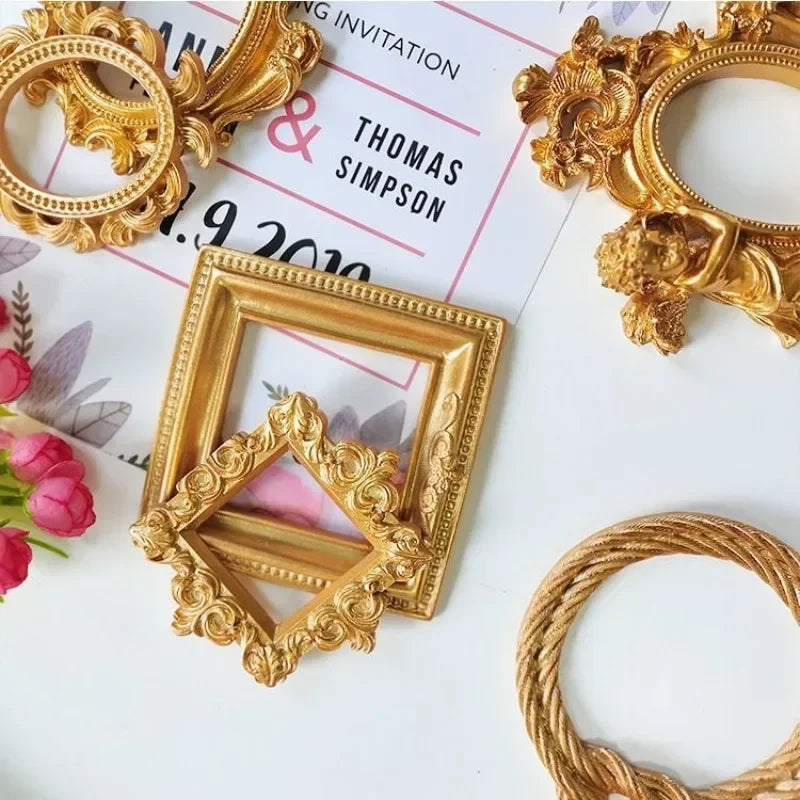 1PC Retro Photo Frame Gold Picture Frame Home Decor Photography Props Wedding Pictures Frames Gifts Desk Decoration Ornament Peaceful Pleasures Health and Wellness