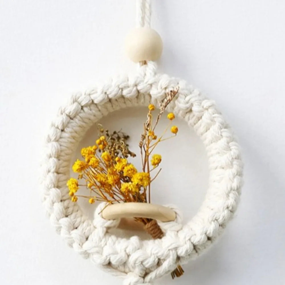 Boho Cotton Rope Plant Hanger | Wall Hanging Flower Basket