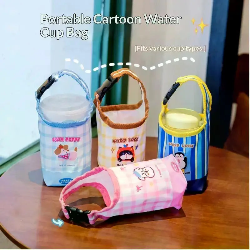 Cartoon Canvas Water Bottle Carrier Bag | Stroller & Backpack