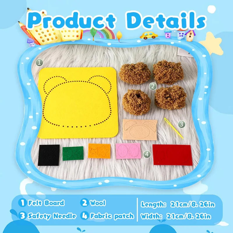 DIY Cartoon Animal Embroidery Doll Kits Fun Non-woven Fabric