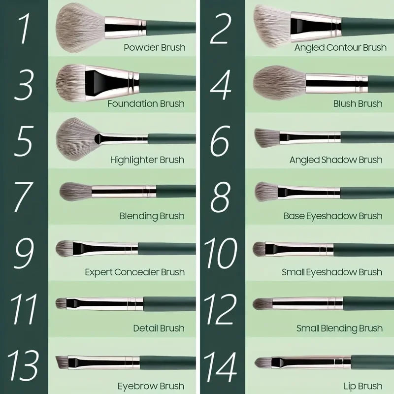 RUNTOIN 14pc & 34pc Professional Makeup Brush Set | Travel Kit